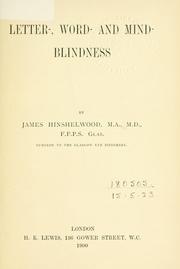 Letter - word - and mind-blindness by James Hinshelwood