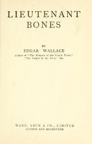 Cover of: Lieutenant Bones by Edgar Wallace