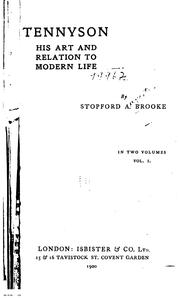 Cover of: Tennyson: His Art and Relation to Modern Life