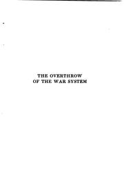 Cover of: The Overthrow of the War System