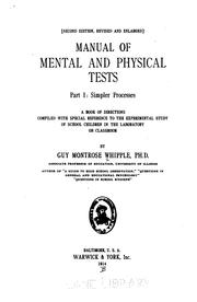 Cover of: Manual of mental and physical tests v.2, 1915