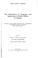 Cover of: Annual Report