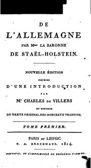 Cover of: De l'Allemagne