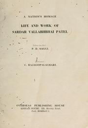 Cover of: Life and work of Sardar Vallabhbhai Patel