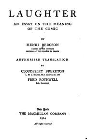 Cover of: Laughter: An Essay on the Meaning of the Comic by Henri Bergson