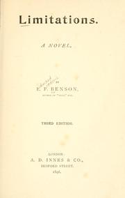 Cover of: Limitations by E. F. Benson, E. F. Benson