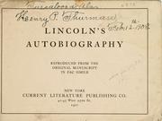 Cover of: Lincoln's autobiography. by Abraham Lincoln