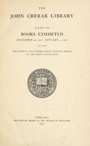 Cover of: list of books exhibited December 30, 1907'-January 4, 1908, including incunabula and other early printed books in the Senn collection