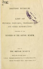List of pictorial postcards, photogravures, and other reproductions published by the Trustees of the British Museum by British Museum