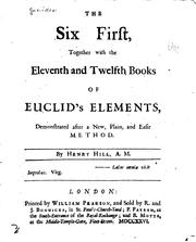 Cover of: The Six First, Together with the Eleventh and Twelfth Books of Euclid's ...