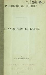 Cover of: Loan-words in Latin. by Edward Ross Wharton
