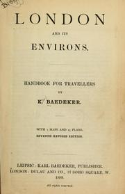 Cover of: London and its environs: handbook for travellers.