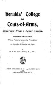 Cover of: Heralds' College and Coats of Arms, Regarded from a Legal Aspect.