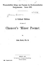 Cover of: A Critical Edition of Some of Chaucer's 'minor Porms'
