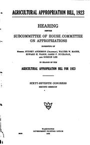 Cover of: Hearings Before Subcommittee of House Committee on Appropriations