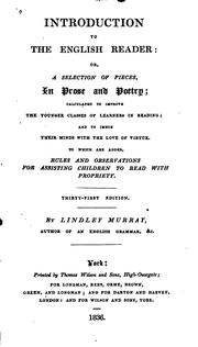 Cover of: Introduction to the English Reader, Or A Selection of Pieces in Prose and Poetry ...: To which ... by Lindley Murray