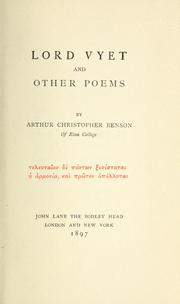 Cover of: Lord Vyet | Arthur Christopher Benson