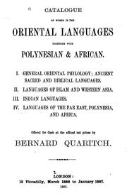 Cover of: Catalogue of Works in the Oriental Languages Together with Polynesian & African by Bernard Quaritch (Firm)