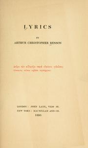 Cover of: Lyrics by Arthur Christopher Benson
