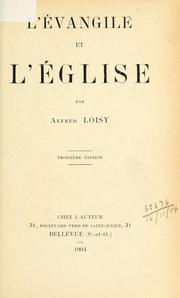 Cover of: évangile et l'église.