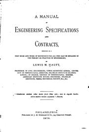 Cover of: A Manual of Engineering Specifications and Contracts: Designed as a Text ...
