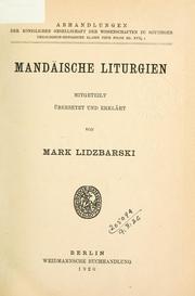 Cover of: Mandaïsche Liturgien.