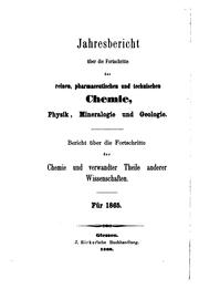 Cover of: Jahresbericht über die Fortschritte der Chemie und Verwandter Teile anderer Wissenschaften