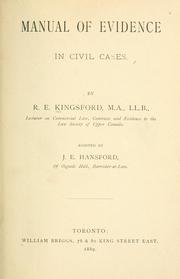 Manual of evidence in civil cases by R. E. Kingsford