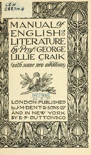 Cover of: Manual of English literature, with some new additions. | George L. Craik