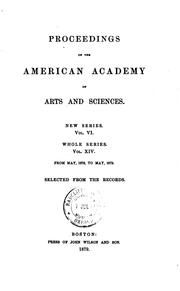 Cover of: PROCEEDINGS OF THE AMERICAN ACADEMY