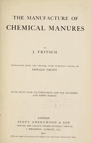 Cover of: manufacture of chemical manures