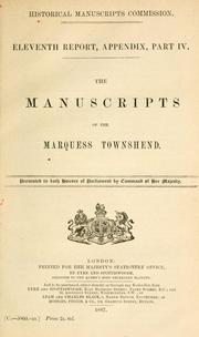 Cover of: The manuscripts of the Marquess Townshend  by Great Britain. Royal Commission on Historical Manuscripts.