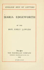 Cover of: Maria Edgeworth.