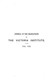 Cover of: Journal of the Transactions of the Victoria Institute, Or Philosophical Society of Great Britain by Victoria Institute (Great Britain), Victoria Institute (Great Britain)