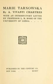 Cover of: Marie Tarnowska.: With an introductory letter by L.M. Bossi.