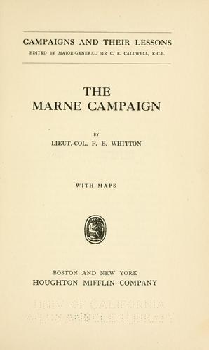 The Marne campaign by Whitton, Frederick Ernest