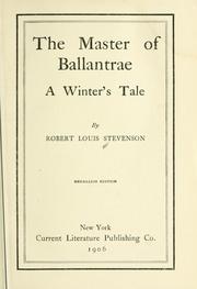 Cover of: The  master of Ballantrae by Robert Louis Stevenson