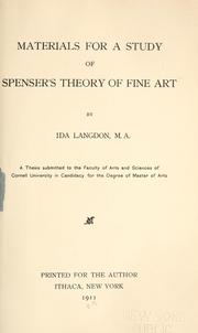 Cover of: Materials for a study of Spenser's theory of fine art