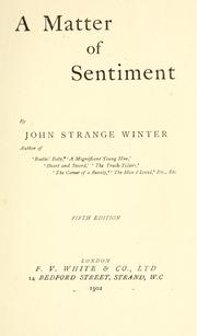 Cover of: A matter of sentiment: a novel