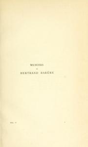 Cover of: Memoirs by B. Barère