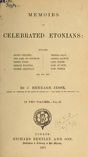 Cover of: Memoirs of celebrated Etonians by Jesse, John Heneage, Jesse, John Heneage