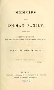 Cover of: Memoirs of the Colman family by Richard Brinsley Peake