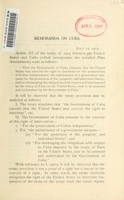 Memoranda on Cuba by United States. Department of State.