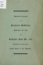 Cover of: Memorial exercises for President Mckinley, September 20, 1901 | Grand Army of the Republic. Lafayette Post No. 140 (New York, N.Y.)