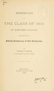 Cover of: Memorials of the Class of 1834 of Harvard College by Harvard University.  Class of 1834.