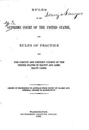 Cover of: Rules of the Supreme Court of the United States: And Rules of Practice for ...