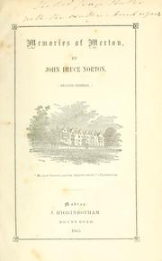 Cover of: Memories of Merton. by John Bruce Norton