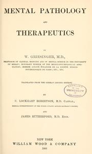 Cover of: Mental pathology and therapeutics by Wilhelm Griesinger