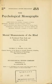 Mental measurements of the blind by Thomas Harvey Haines