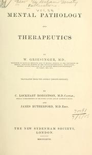 Cover of: Mental pathology and therapeutics. by Wilhelm Griesinger